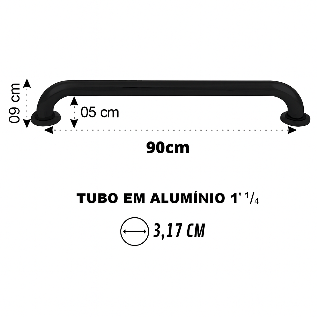 Barra de Apoio Reta Preto Fosco