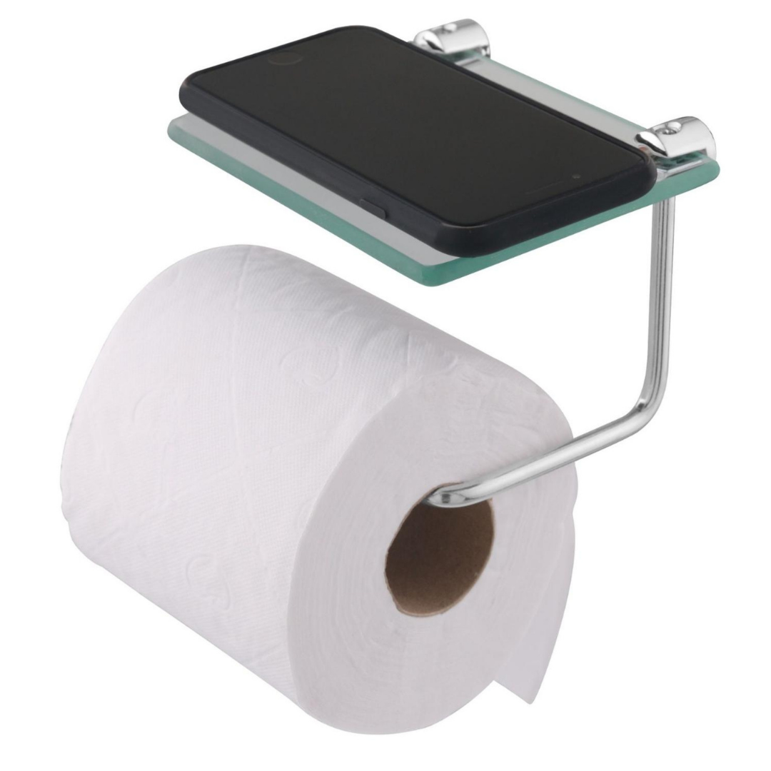 Papeleira Porta Celular Porta Objetos De Vidro p/ Banheiro