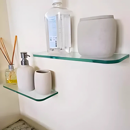 Prateleira Retangular 30cm Vidro Incolor / Pino Cromo