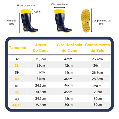 Bota de Segurança Sete Léguas com Cordão Protetor - PVC Injetado