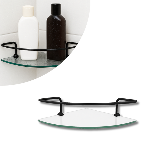 Porta Shampoo Canto Veneza Vidro Incolor - Haste Preto