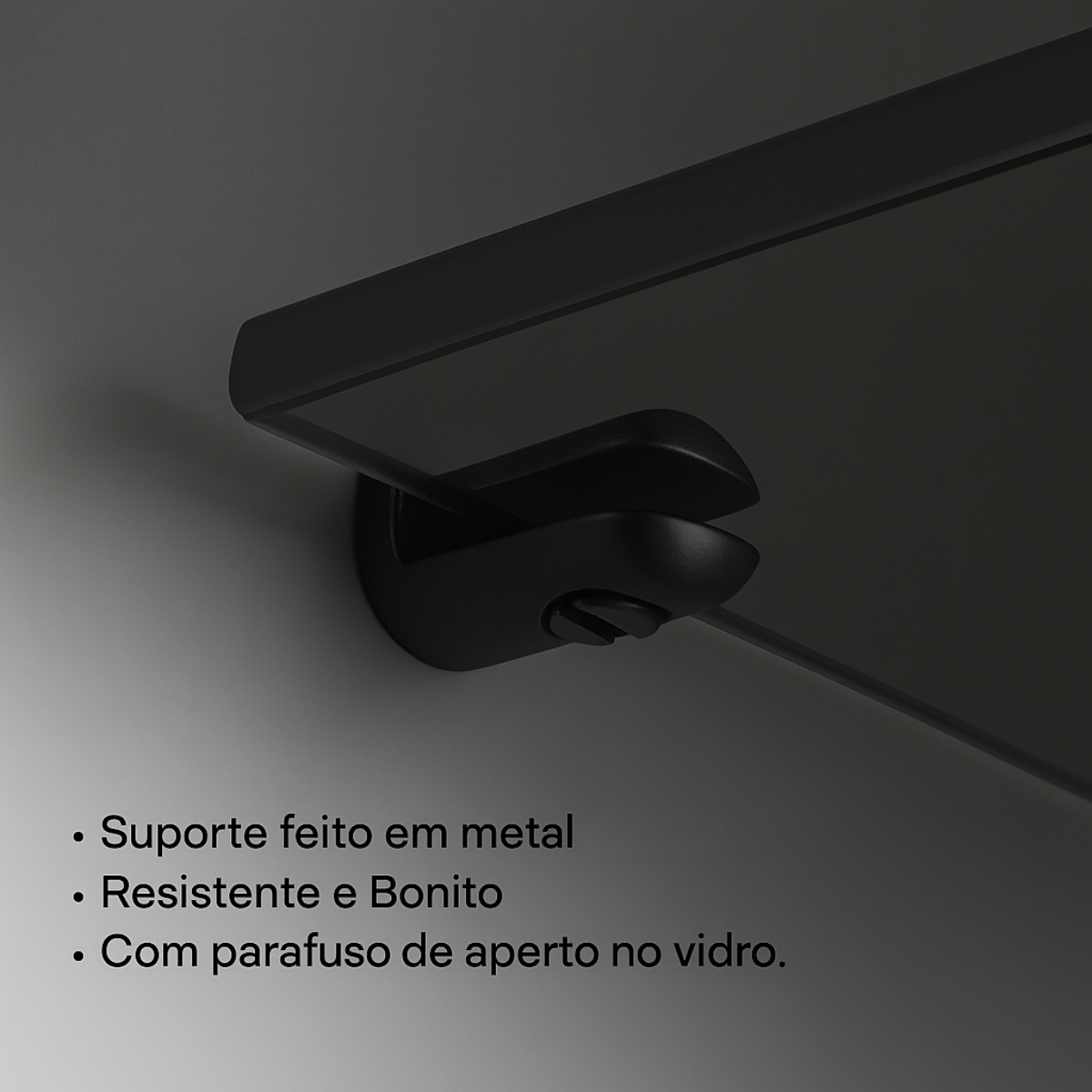 Prateleira de Vidro Fumê 30x10cm Slim - Vidro 6mm com Suporte