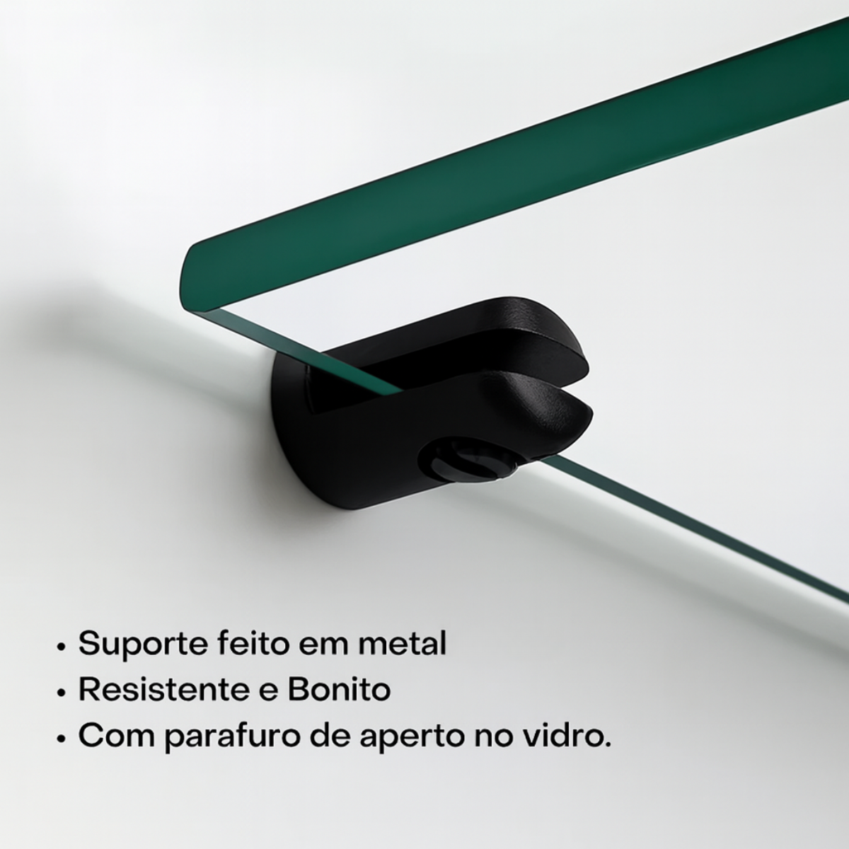 Prateleira de Vidro Incolor 30x10cm Slim - 6mm com Suporte