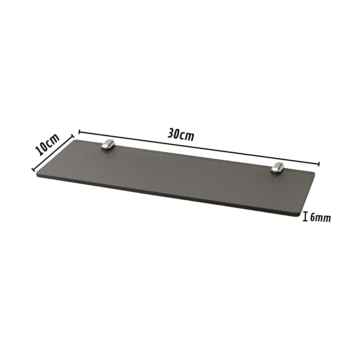 Prateleira de Vidro Fumê 30x10cm Slim - Vidro 6mm com Suporte