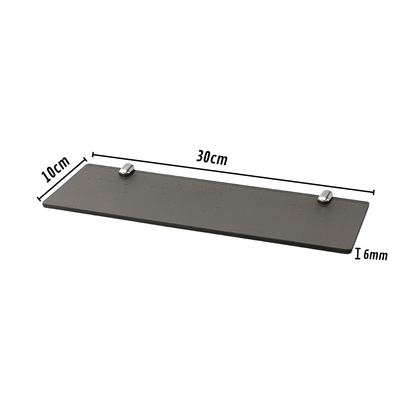 Prateleira de Vidro Fumê 30x10cm Slim - Vidro 6mm com Suporte