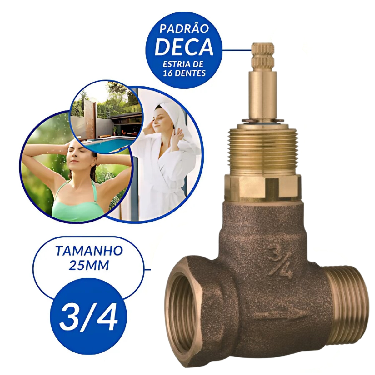 Registro Base de Pressão 3/4" Padrão Deca 16 Estrias