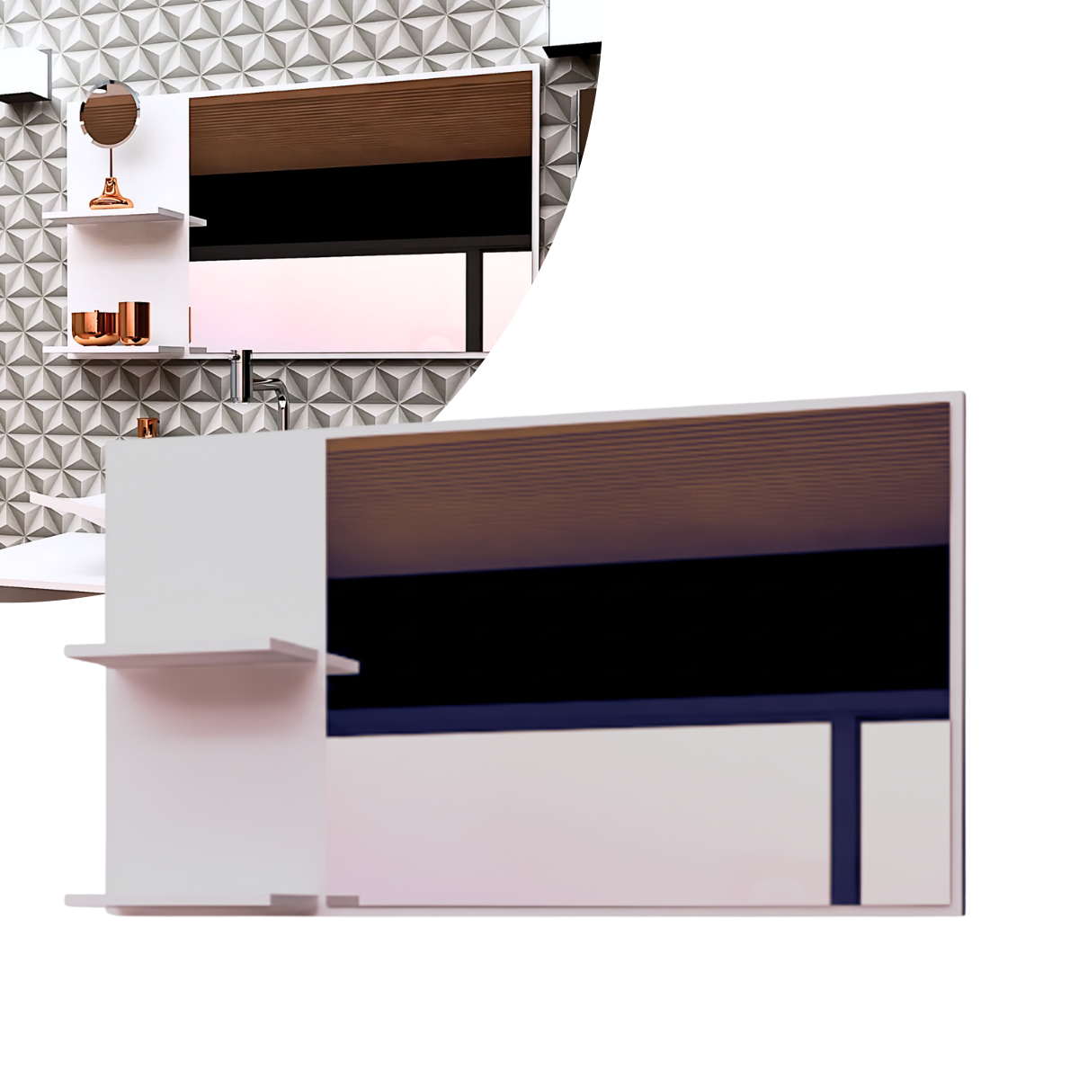 Espelheira para Banheiro 80cm MDF Branco Resistente com Prateleira