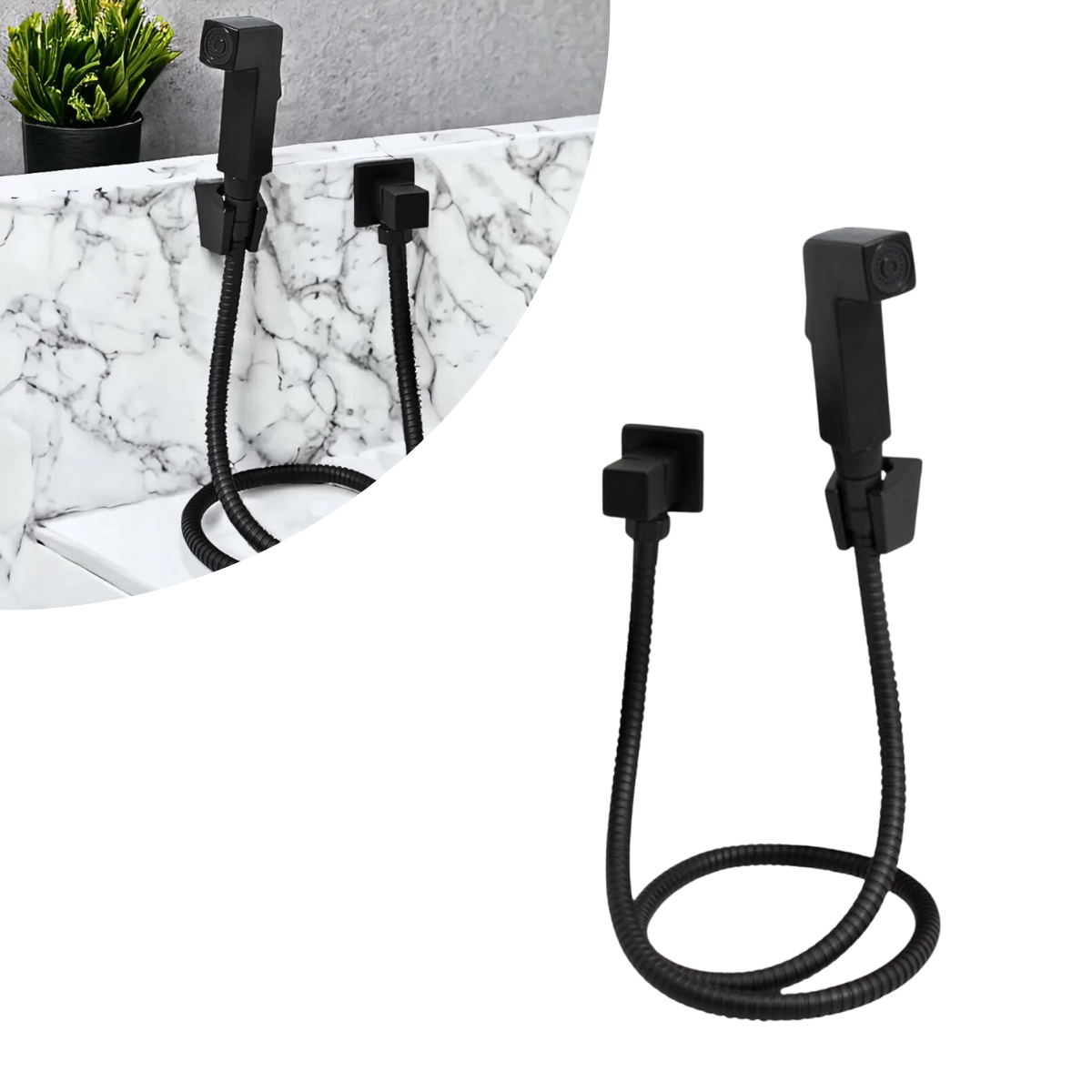 Ducha Higiênica Preto Fosco Registro 1/4 Volta | Bruen