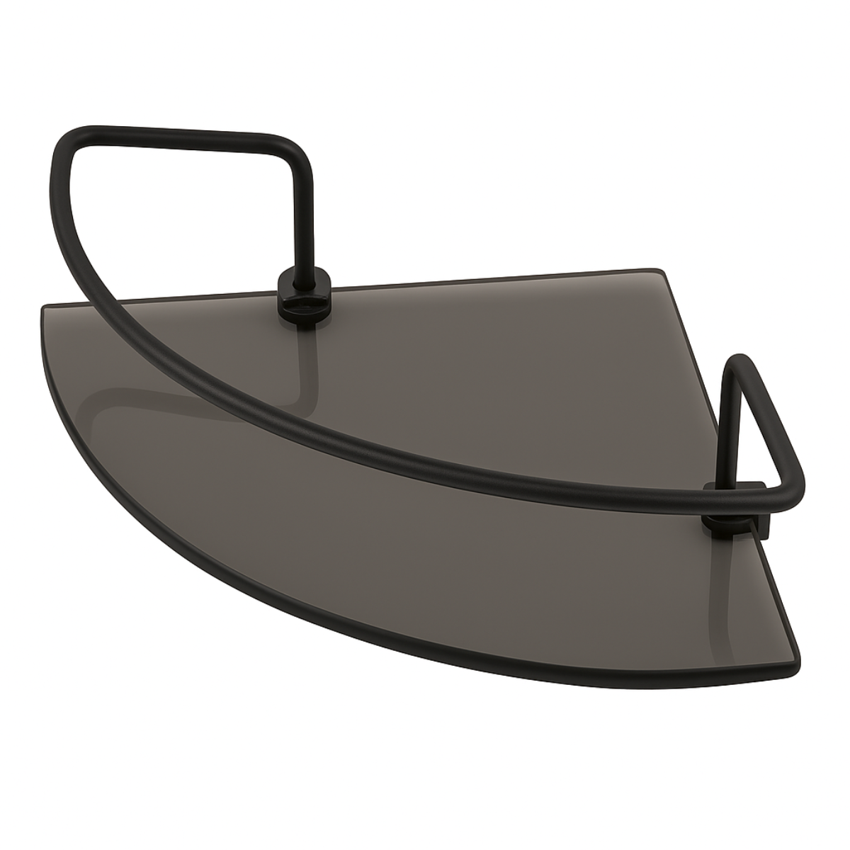Porta Shampoo de Canto Veneza Vidro Preto Fosco 6mm com Grade de Segurança