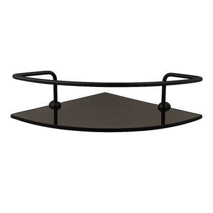 Porta Shampoo de Canto Veneza Vidro Preto Fosco 6mm com Grade de Segurança