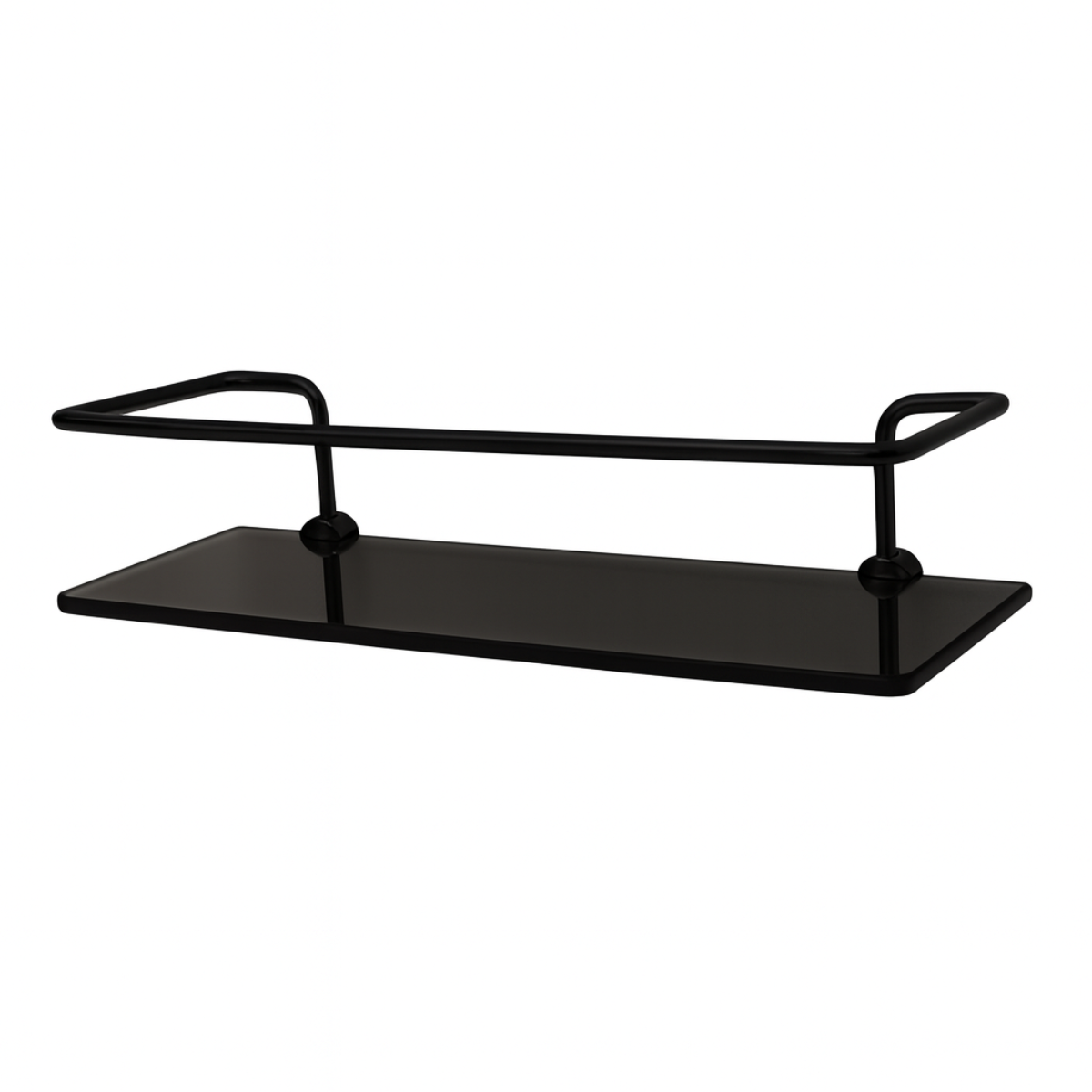 Porta Shampoo Reto Veneza Preto e Vidro Fumê - 30cm