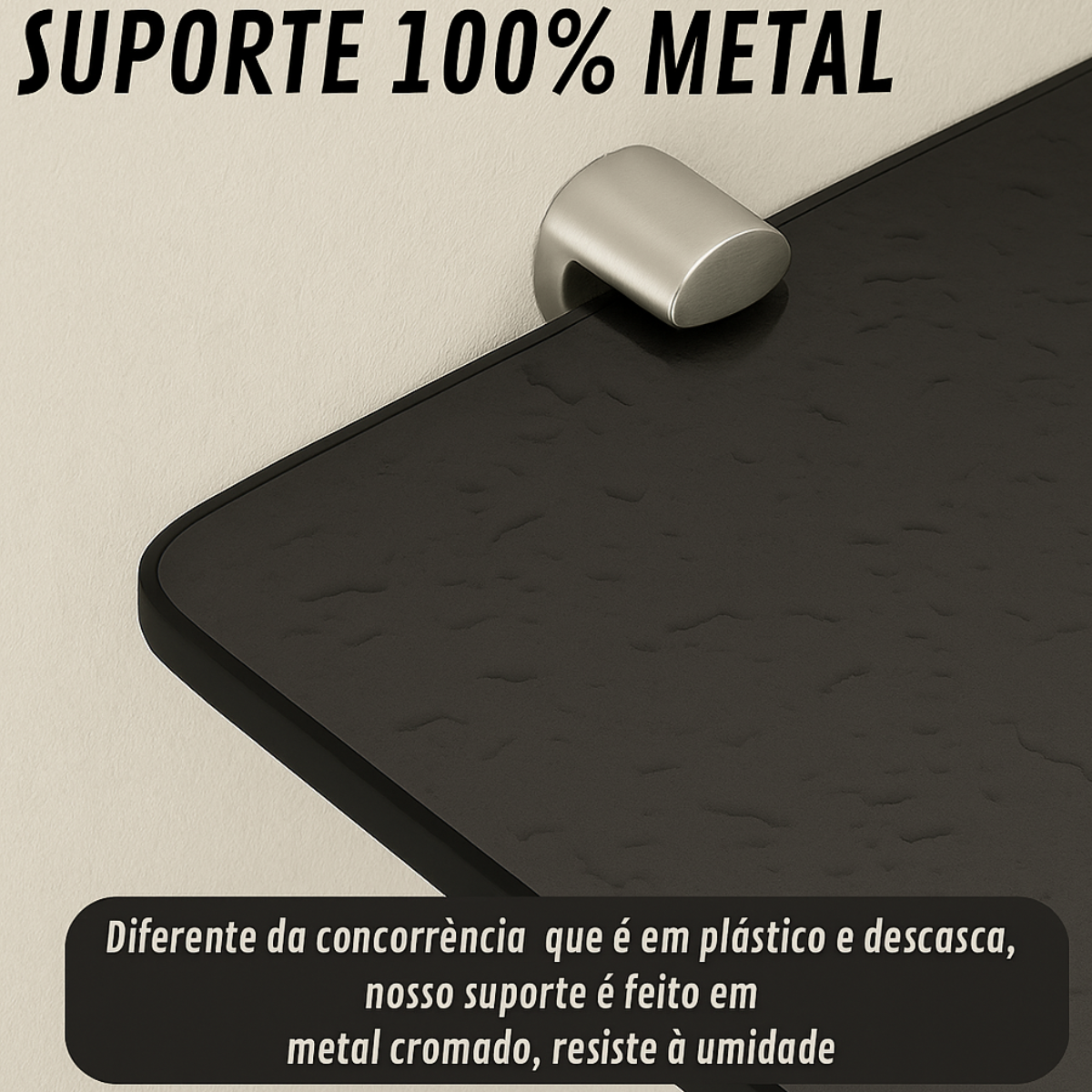 Prateleira de Vidro Fumê 30x10cm Slim - Vidro 6mm com Suporte