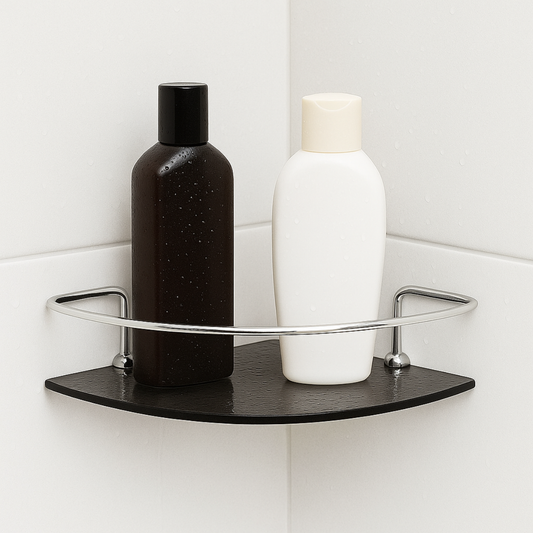 Porta Shampoo Canto Veneza Vidro Fumê - Haste Cromo