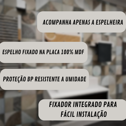Espelheira para Banheiro 80cm MDF Branco Resistente com Prateleira
