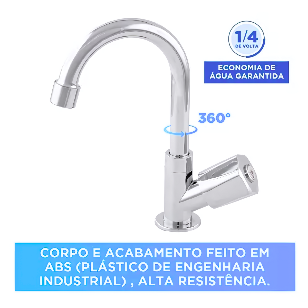Torneira Lavatório Banheiro Bica Móvel 1198 ABS Cromada