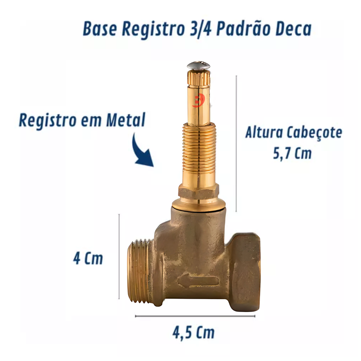 Registro Base de Pressão 3/4" Padrão Deca 16 Estrias
