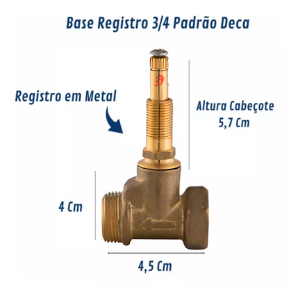 Registro Base de Pressão 3/4" Padrão Deca 16 Estrias