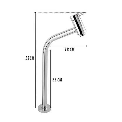 Torneira Bica Alta para Cuba Banheiro Metal 1/4 de Volta 3050