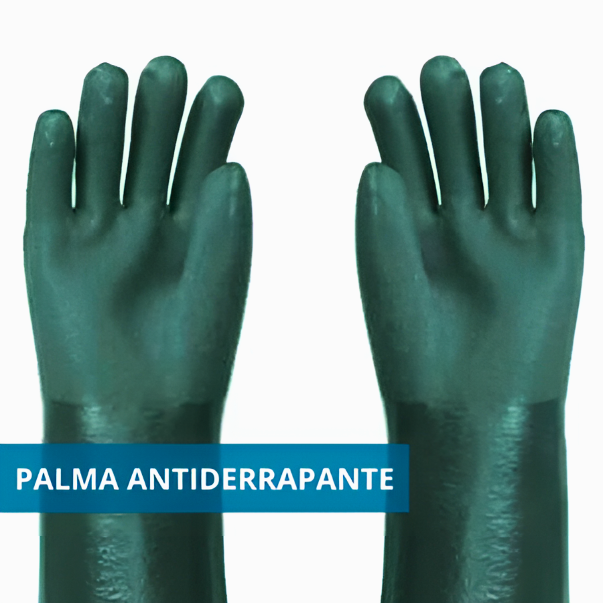 Luva de PVC Cano Longo 65cm Verde com CA Palma Áspera G